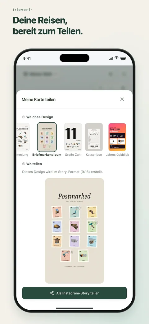 Deine Reisen, bereit zum Teilen.