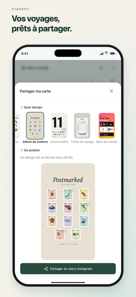 Vos voyages, prêts à partager.
